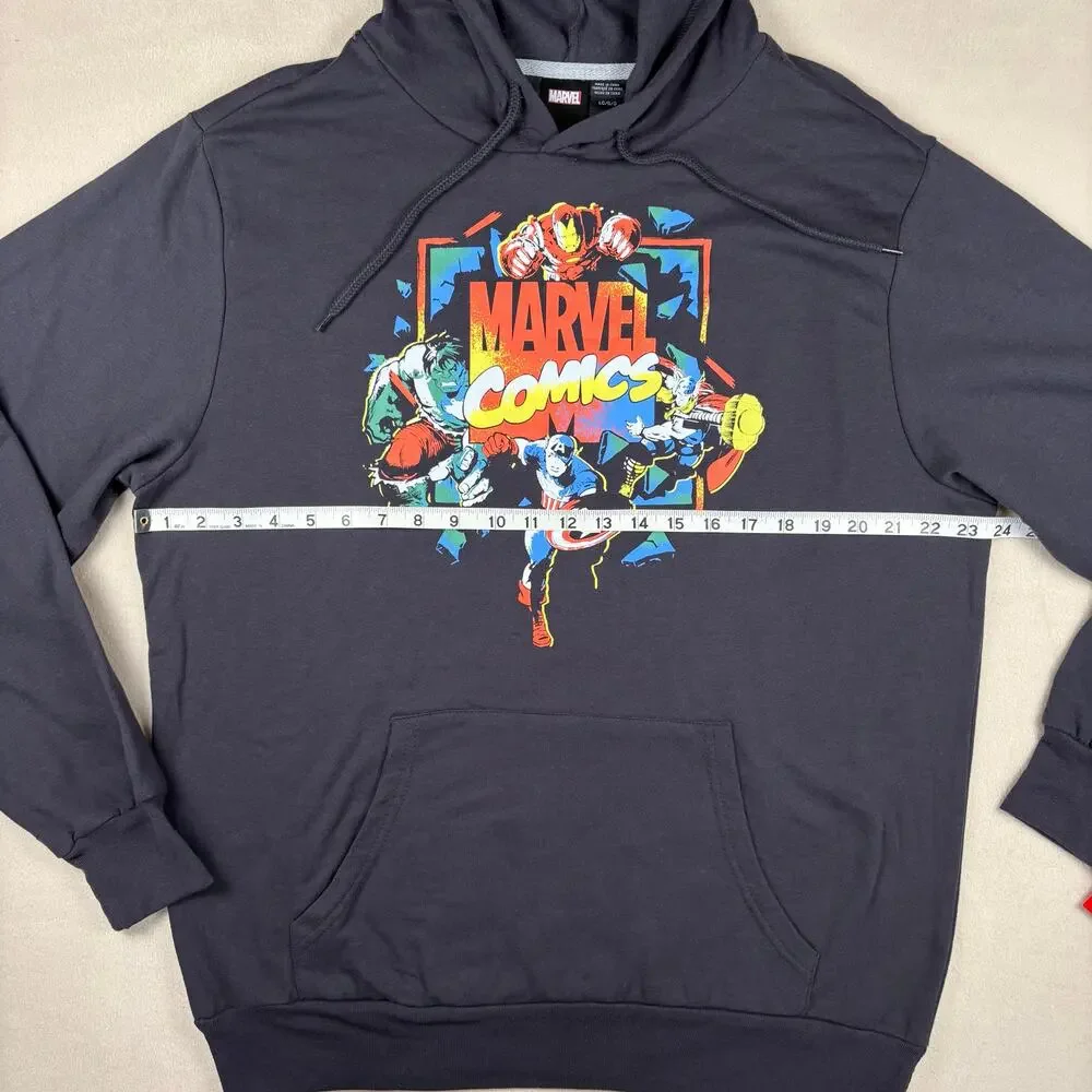 NWT Men's Marvel Comics Avengers Graphic Hoodie‎ Black Size Large - Picture 4 of 7